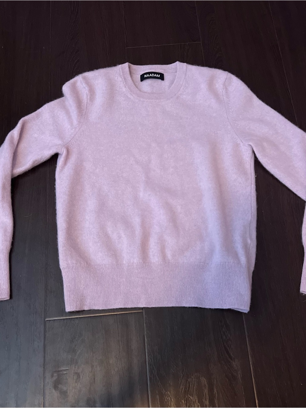 NAADAM 100% Cashmere Crewneck Pullover Sweater Purple Solid Ribbed Trim